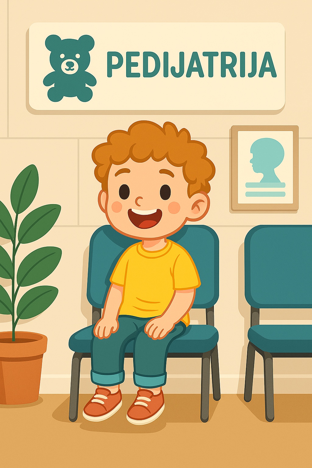 Sretno dijete u čekaonici pedijatrije